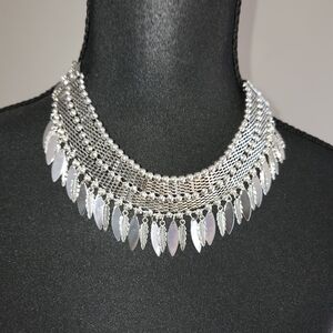 NWOT Bling Jewelry Silver Feather Choker Necklace